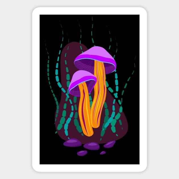 Fluorescent mushrooms Sticker by Gerchek